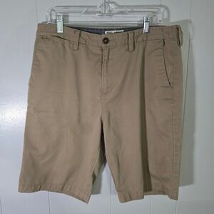 Billabong Men's 34 Carter Khaki Chino Shorts Tan Casual‎ Flat Front - Flawed